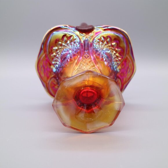 Vintage Indiana Glass Heirloom Ruby Amberina Iridescent Basket Carnival Cadmium - Picture 7 of 7